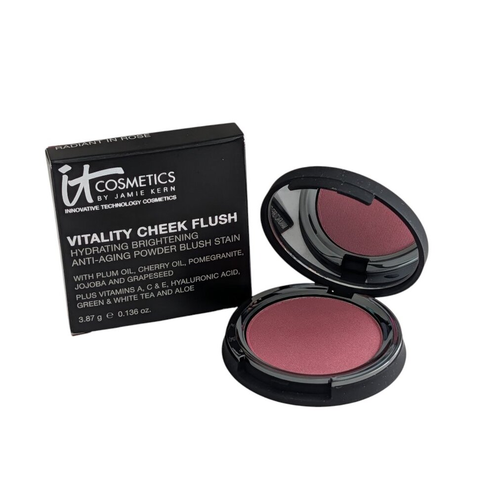 IT Cosmetics Original Vitality Cheek Flush Powder BlushStain RADIANT IN ROSE NEW